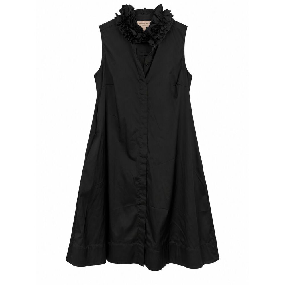 Black Label by Chico’s Black Ruffle Collar Sleeveless A-Line Dress M